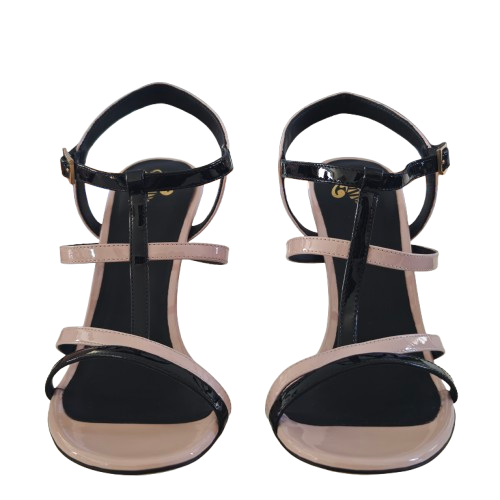 PETRA cuir vernis rose et noir 100mm