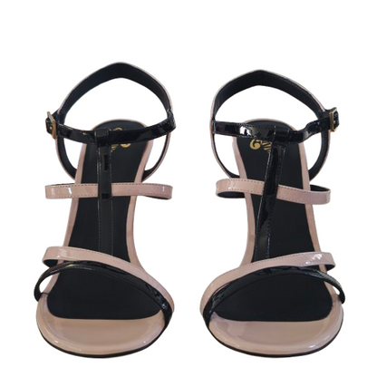 PETRA cuir vernis rose et noir 100mm